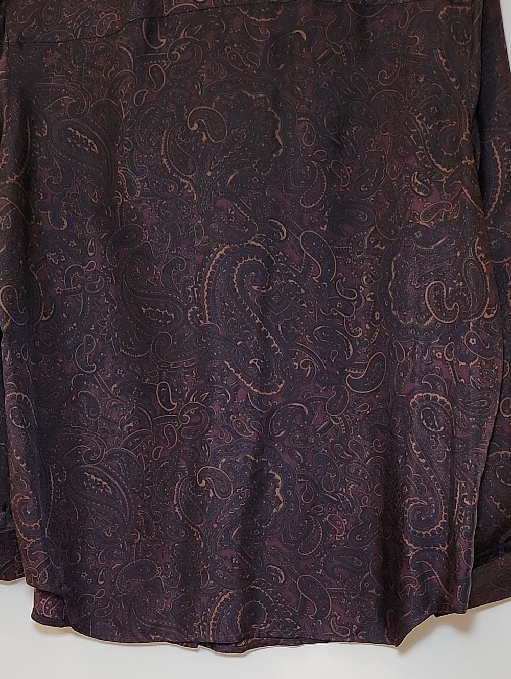 Ralph Lauren Women's 100 % Silk formal blouse paisley print  ruffle front Size L - Picture 12 of 16